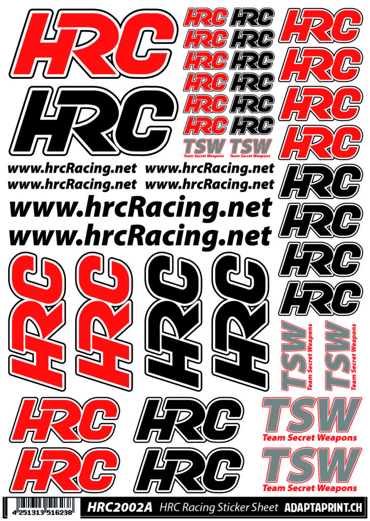 NEW - HRC2002A Sticker Sheet